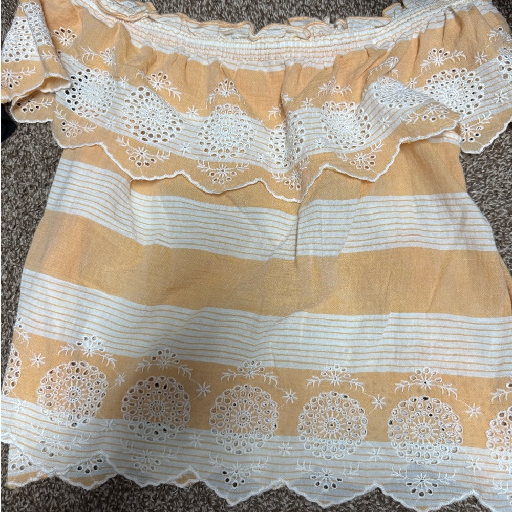 American Eagle Outfitters Orange Ruffled Blouse